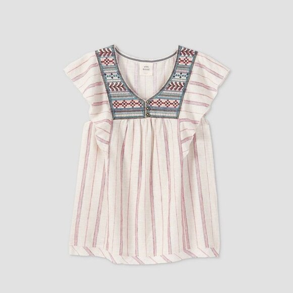 Women's Flutter Short Sleeve Embroidered Top - Knox Rose XS - Picture 1 of 1